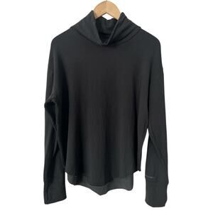 Aerie Offline Black Mock Neck Oversize Round Hem Sweatshirt Medium